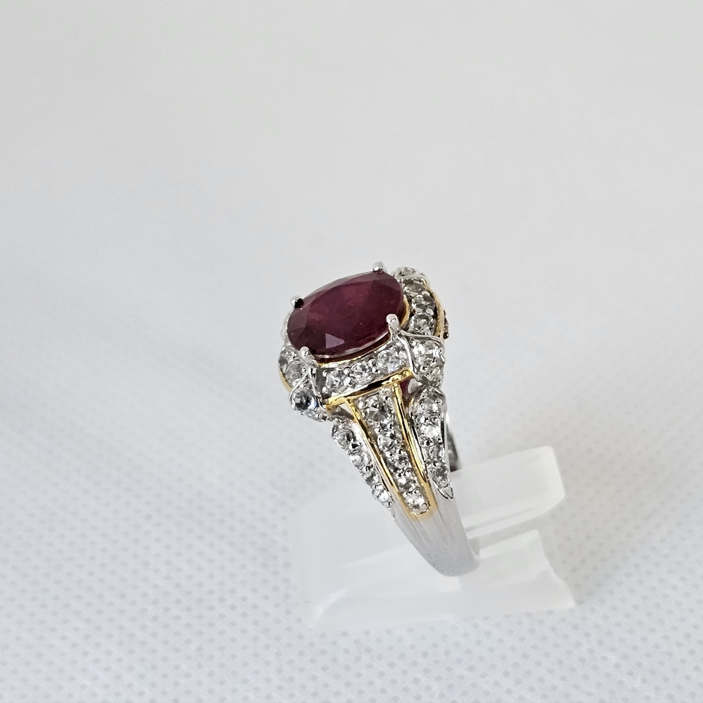 Victoria Wieck Ruby Ring Sterling Silver & 14K Yellow Gold Size 9.5! - Picture 6 of 12